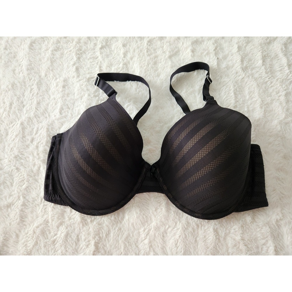 Maidenform Women's Black Striped Mesh Full Coverage Bra Size 40DD Style 05701 - Picture 1 of 9